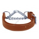 Adjustable PADDED Half check Leather Dog Collar small width 1"(2.5cm)